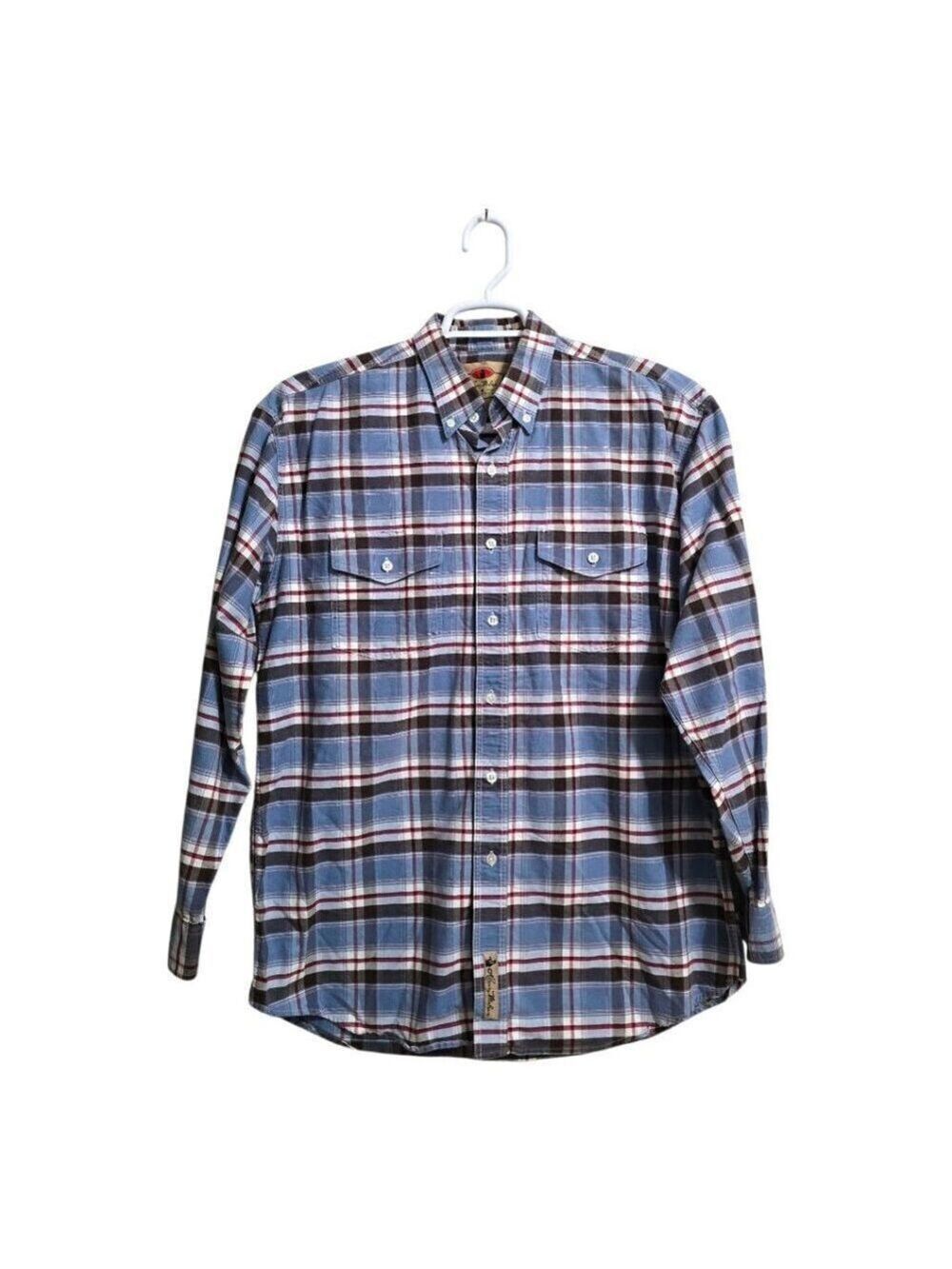 Larry Mahan Cowboy Collection Plaid Long Sleeve Cotton Button Down Shirt Sz L
